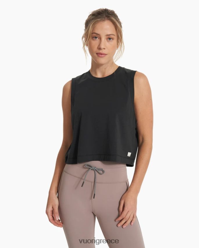 Vuori γυναίκες δεξαμενή καλλιέργειας φτερών είδη ένδυσης πλυμένο μαύρο F8RJ0V32