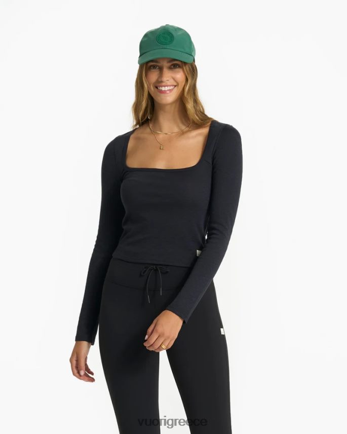 Vuori γυναίκες μακρυμάνικο τετράγωνο λαιμό ανατολής είδη ένδυσης μαύρος F8RJ0V120